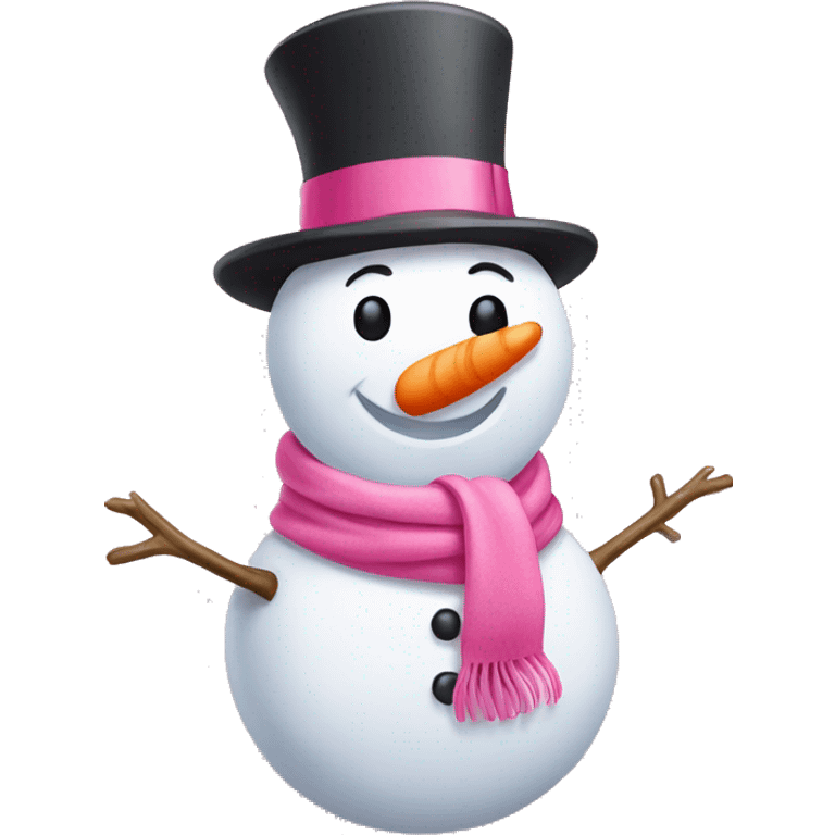 snowman with pink hat and pink scarf with bow emoji