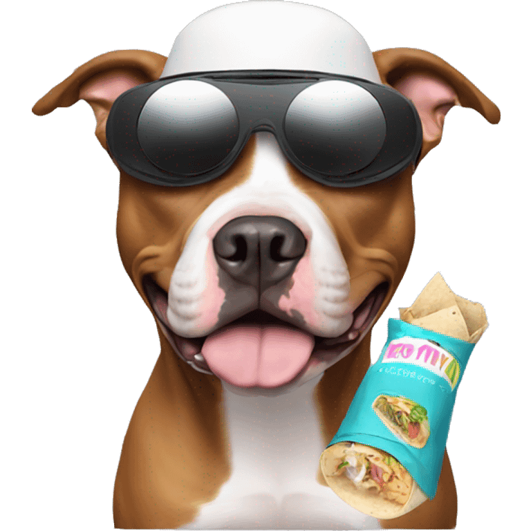 Pitbull with burrito and VR headset  emoji