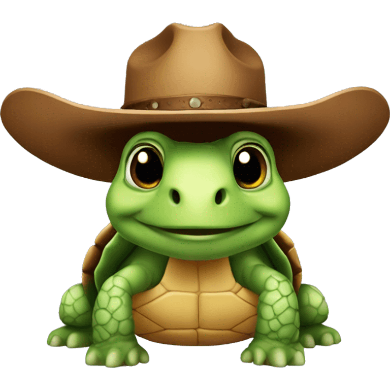 A very cute tortoise with a cowboy hat emoji