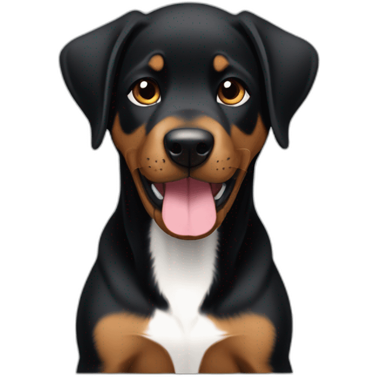 emoji of a black and brown beauceron puppy with white chest and chin making a hungry gesture emoji