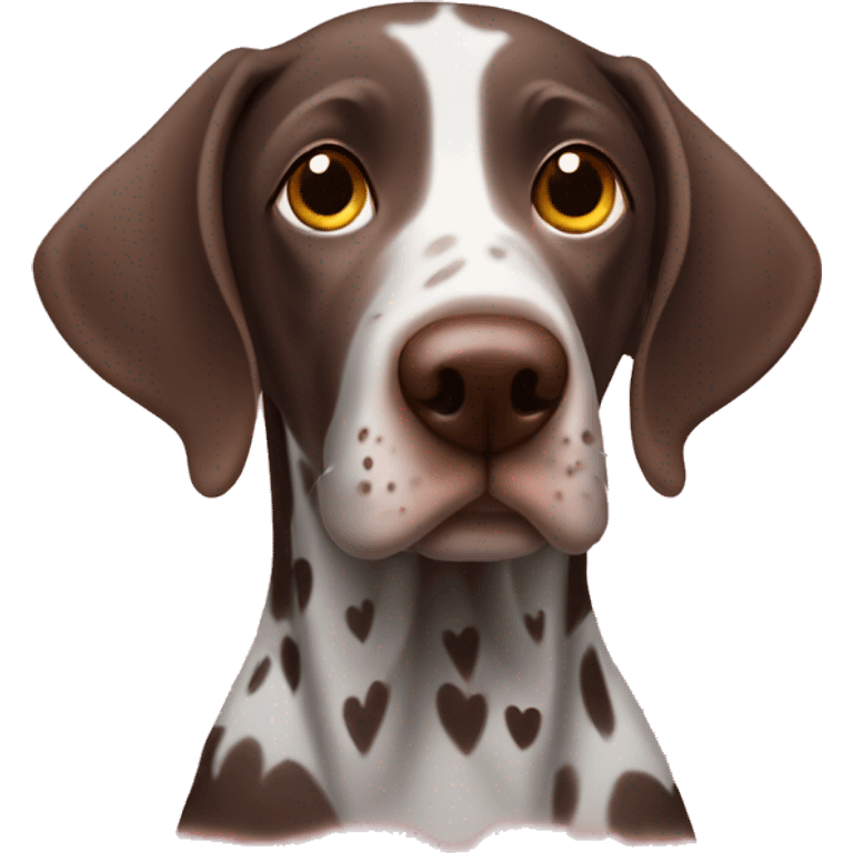 German shorthair with hearts as eyeballs emoji