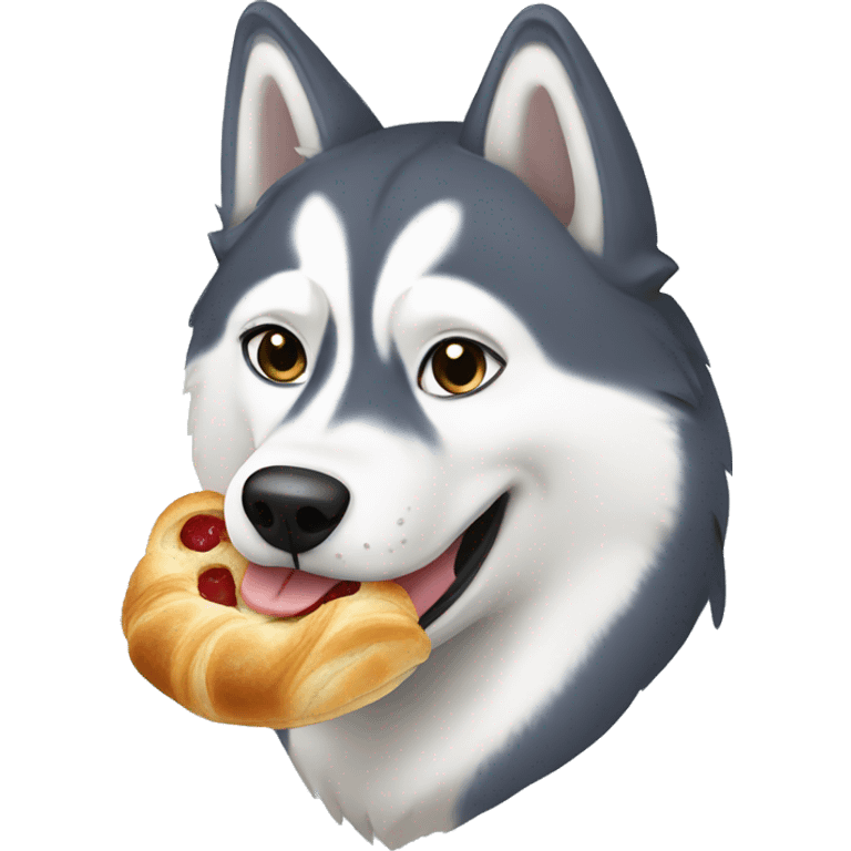 Husky eating croissant emoji