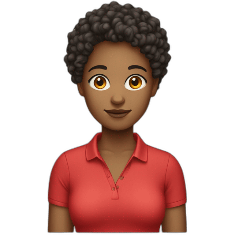 Light skinned Black girl with short curly hair and a red polo shirt emoji