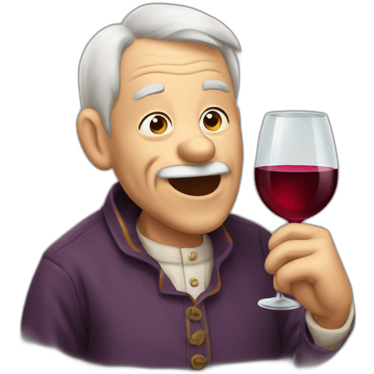 old man sticking out tongue and drinking wine emoji