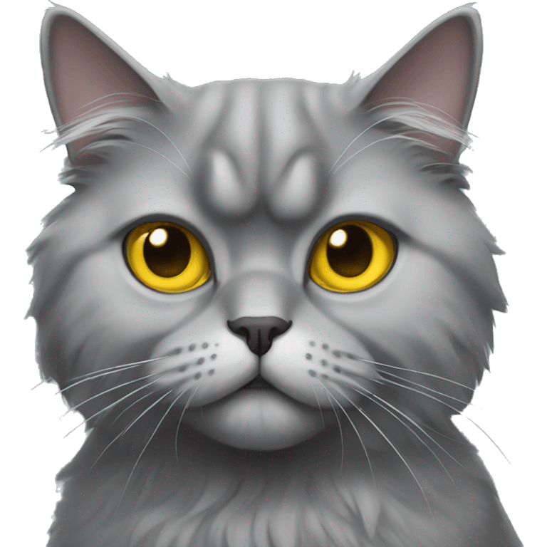 Gray persian cat with yellow eyes emoji