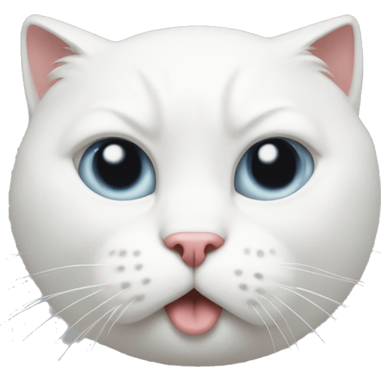 White Cat wearing a very big hate  emoji