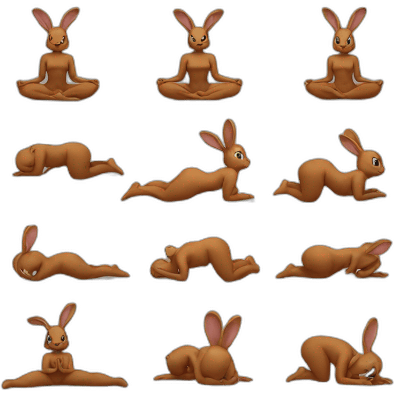 girls yoga brown rabbit emoji