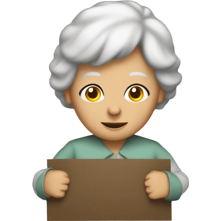 elderly woman holding a sign  emoji