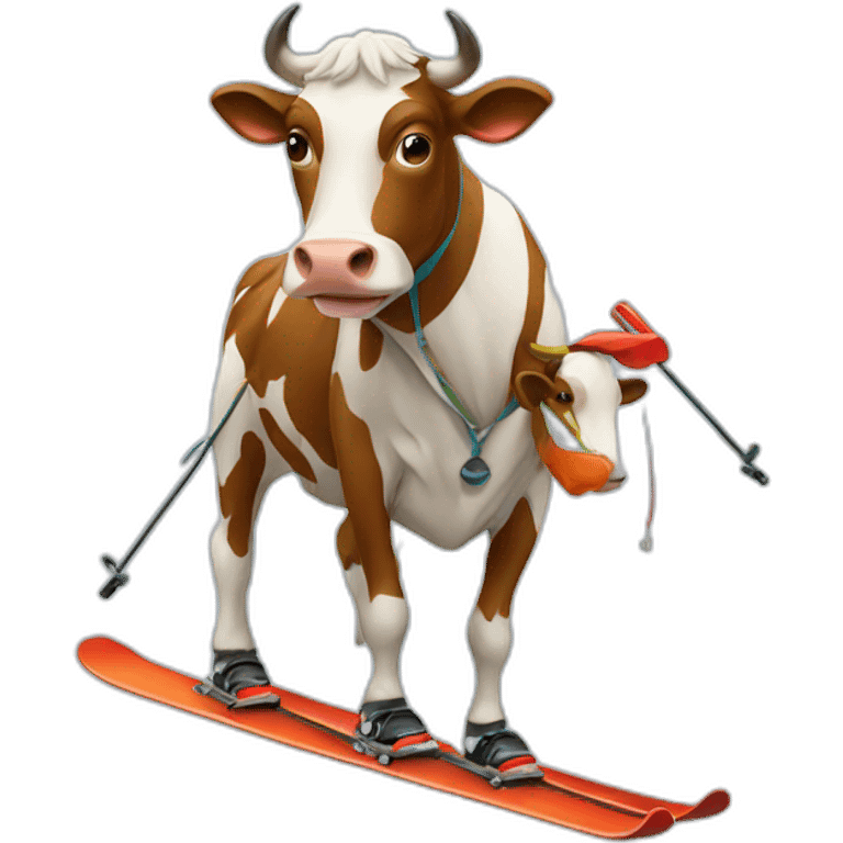 Skiing cow emoji