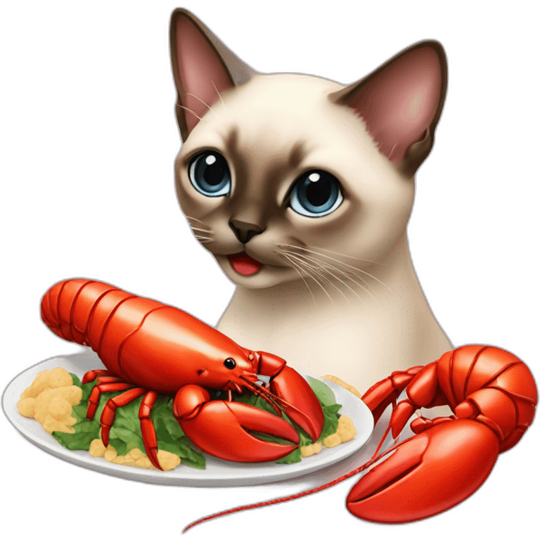 siamese cat eating lobster emoji