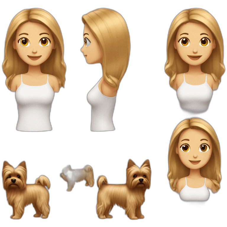 White-Lady-bronwlonghair-with-yorkie-on-hand emoji