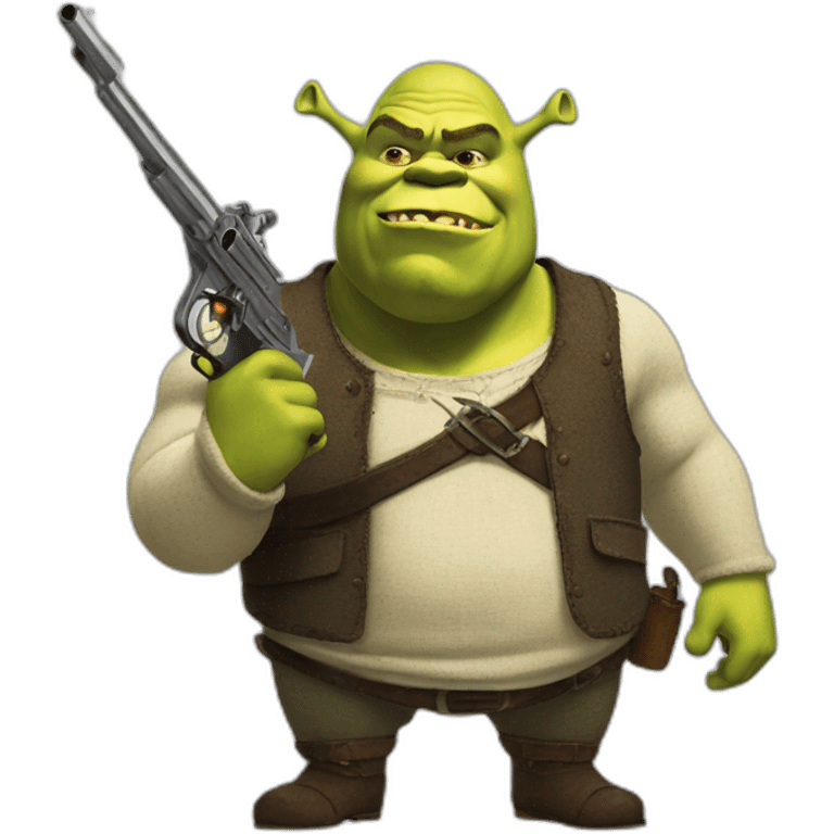 shrek with a gun emoji