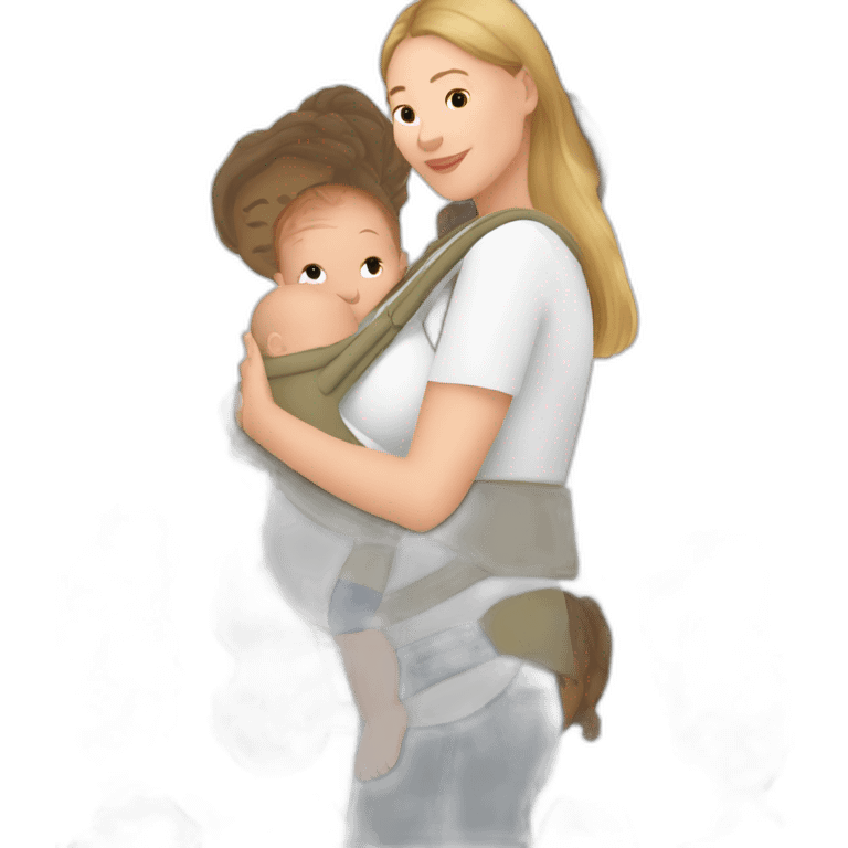 White Babywearing mom with baby ergo carrier emoji