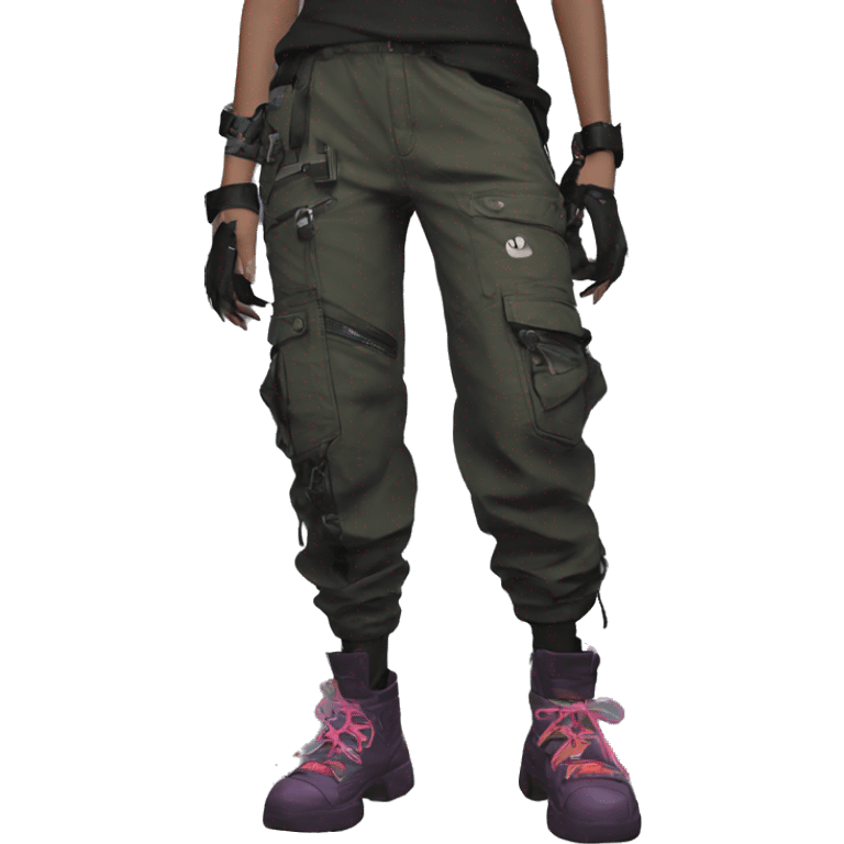 Edgy Shy Anthro cool pretty colorful dark cat-fursona techwear cargo pants emoji