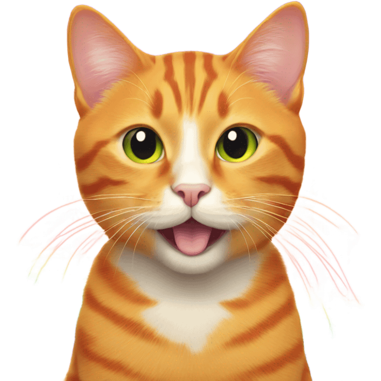 Orange cat on rainbow emoji