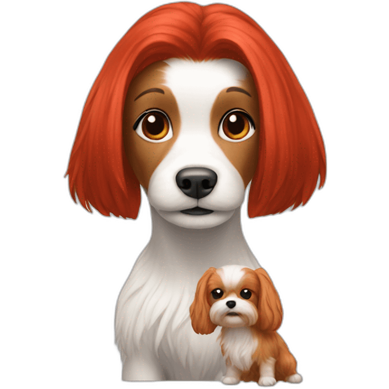 Maltese dog with red head woman emoji