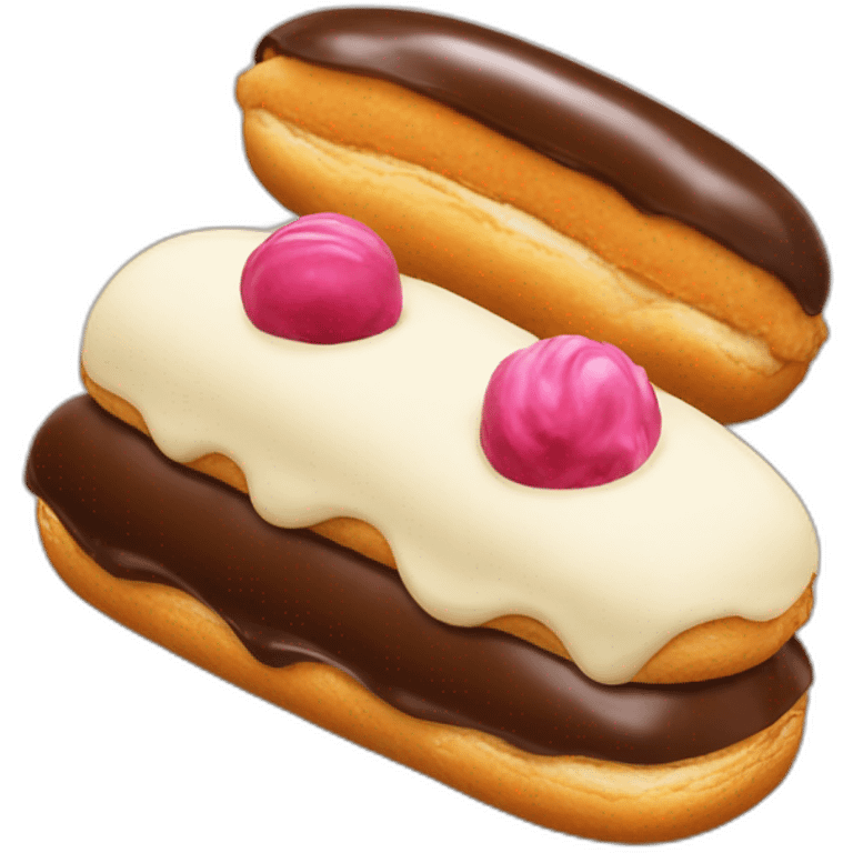 one eclair with two profiteroles either side emoji