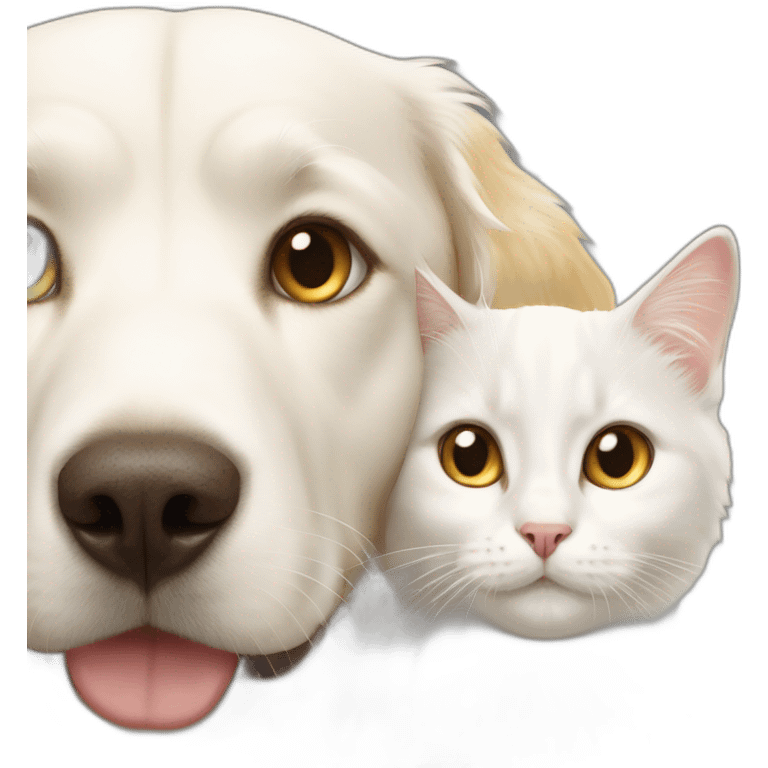 white cat and golden retriever emoji