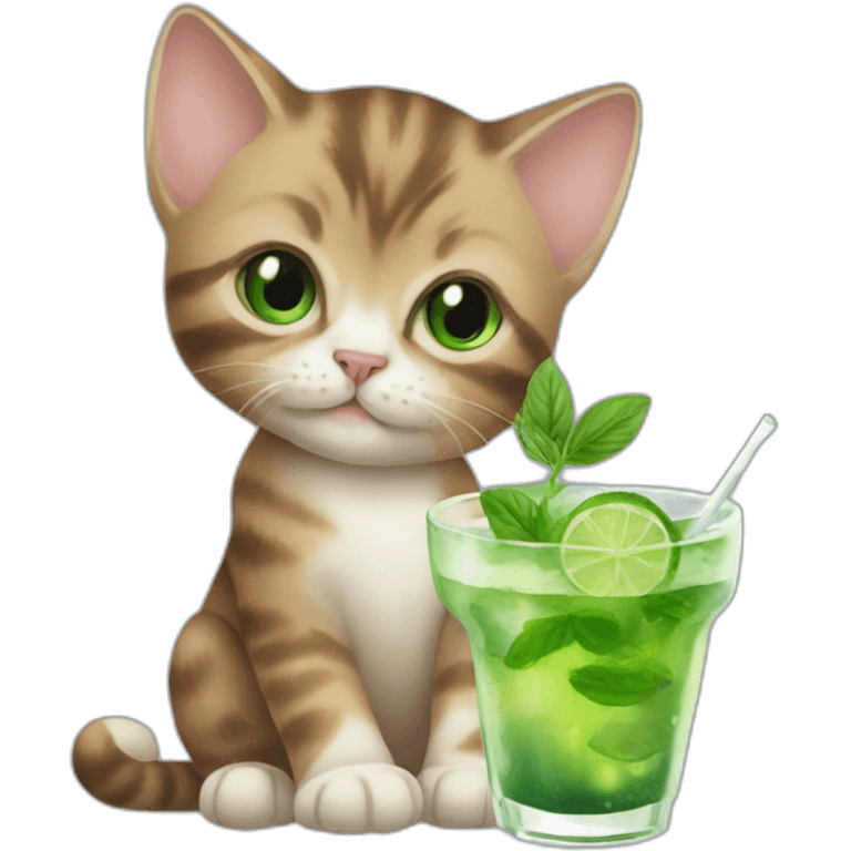 baby sherlock holmes cat drinking mojito emoji