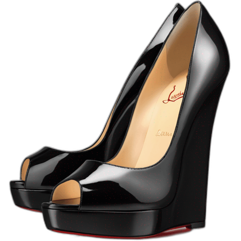 One WEDGE heel LOUBOUTIN black leather PATENT emoji