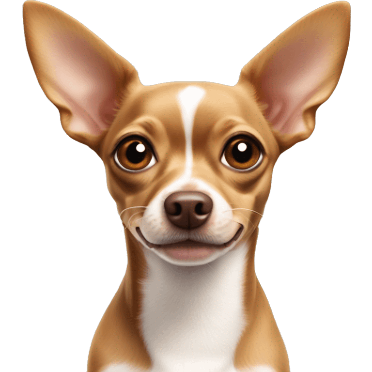  brown and white chihuahua min pin mix with big ears emoji