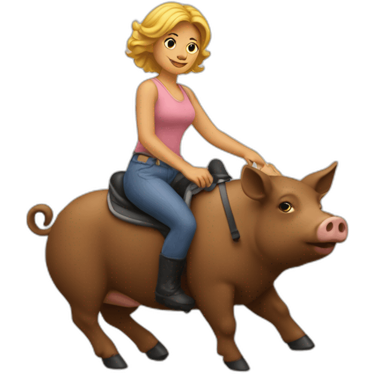 Femme sur un cochon emoji