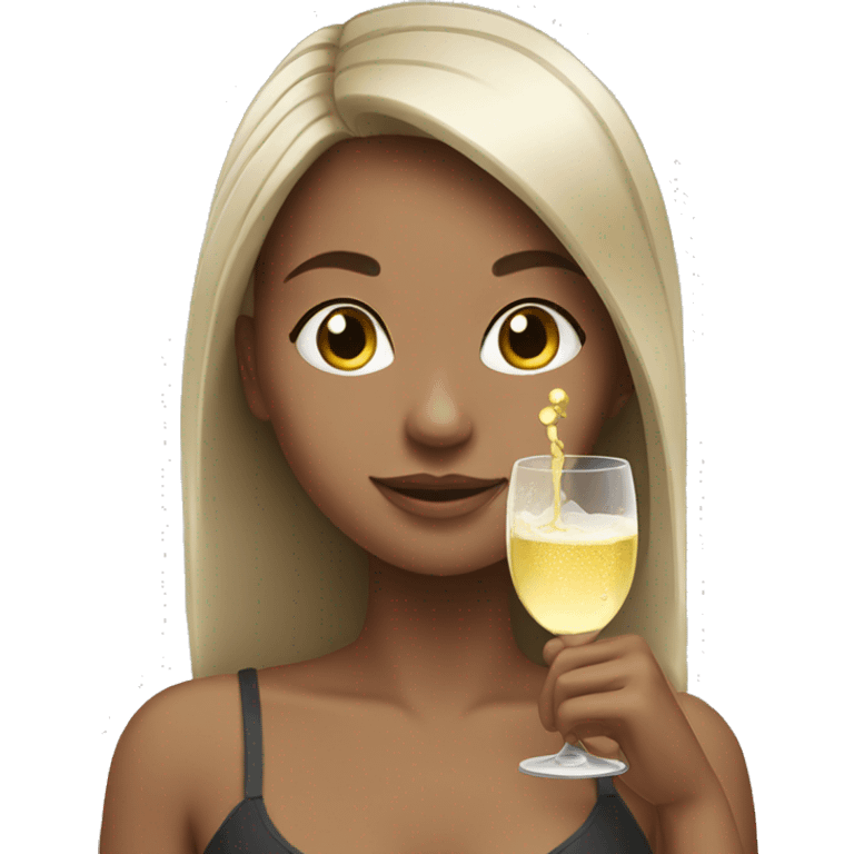 Girl drinking champagne  emoji