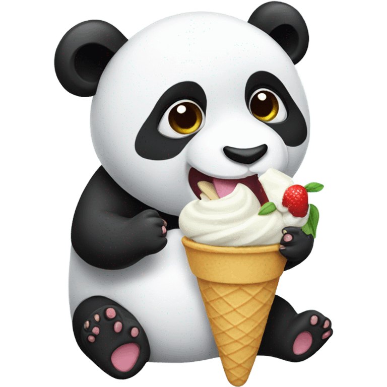 Panda eating ice cream emoji