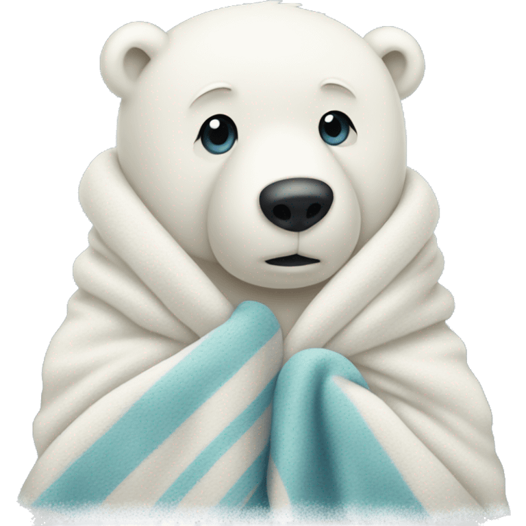 Sad polar bear hugging a blanket emoji