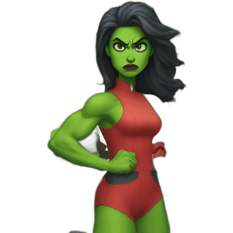 angry she-hulk wearing red clothes emoji