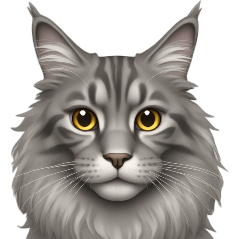 Grey smoked maine coon head emoji