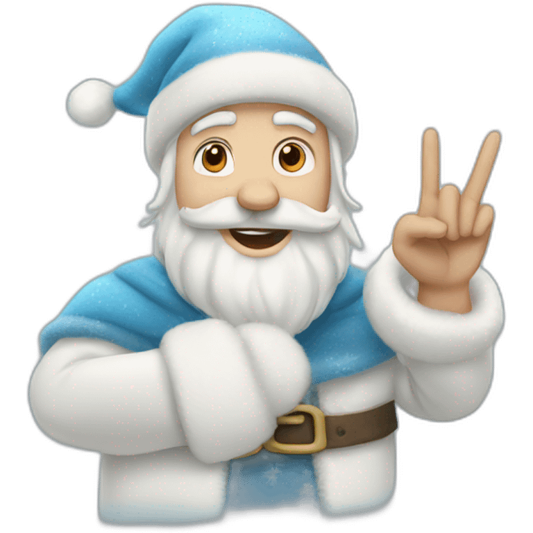 Father Frost shows hand sign of the horns emoji