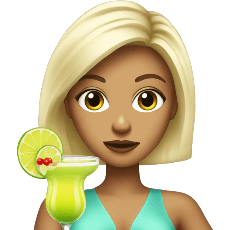 Blonde girl acting sassy with a margarita  emoji