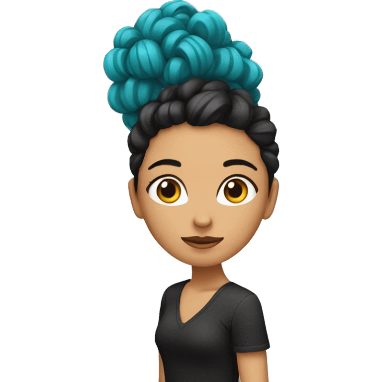 Chica con cabello negro y las puntas turquesa  emoji