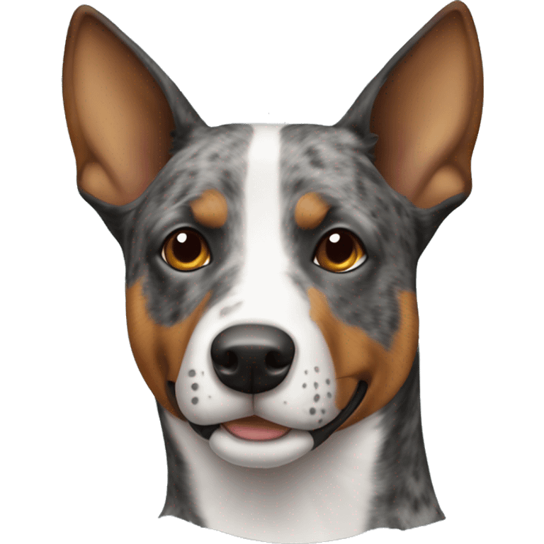 brindle cattle dog with a thin white nose stripe emoji