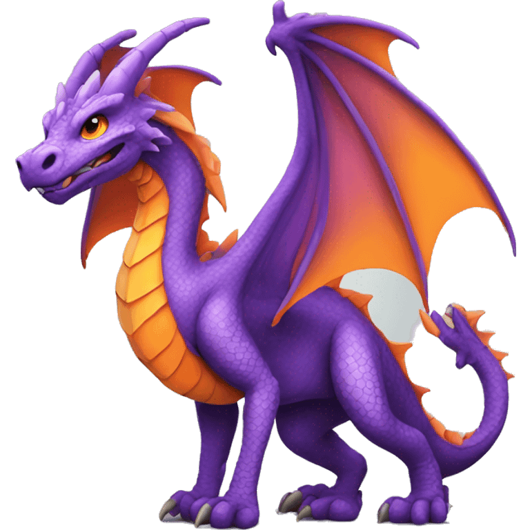 Purple dragon with orange wings emoji