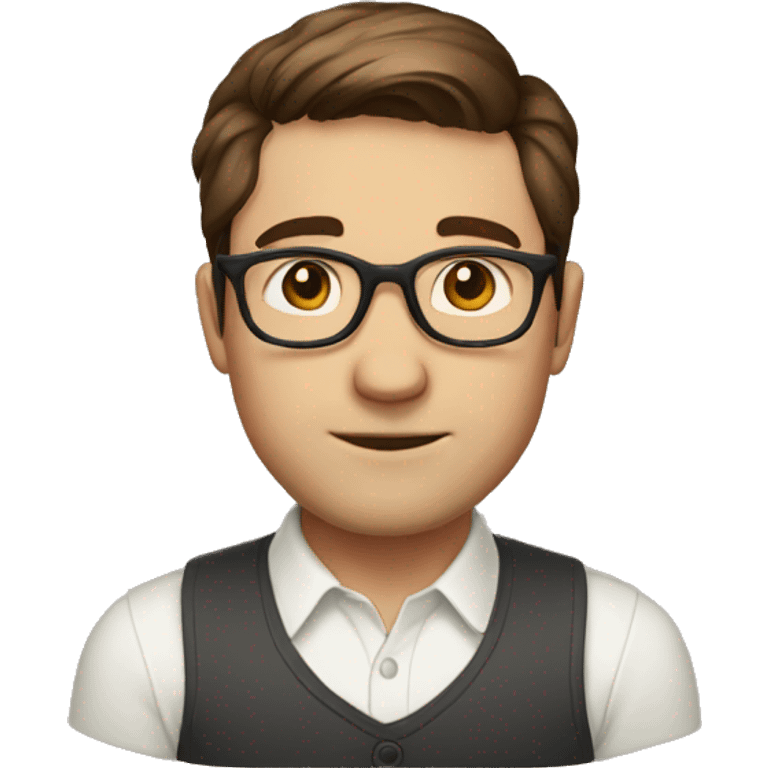 short straight brown hair, glasses late twenties man emoji