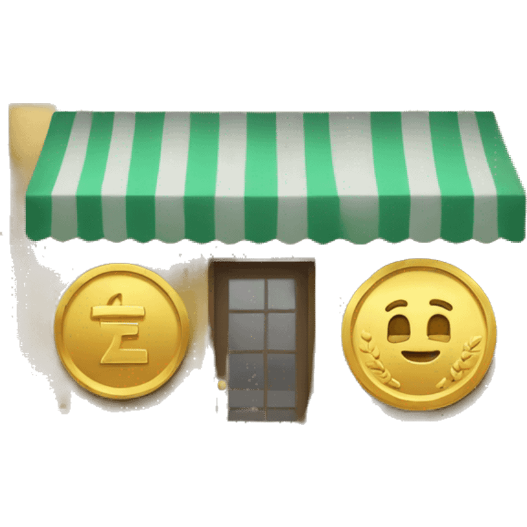 gold coin wth a shop inside emoji