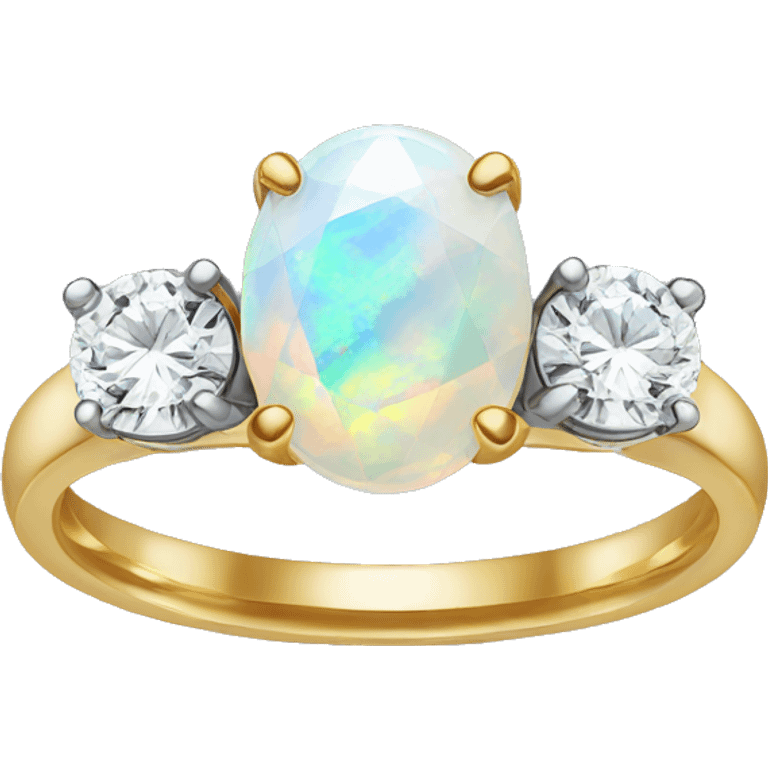 realistic opal engagement ring with two diamonds emoji