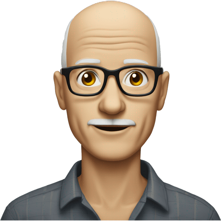 skinny 60 year old white man with no facial hair bald with glasses emoji