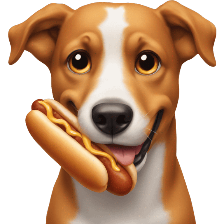 dog eating hotdog emoji