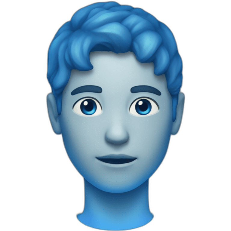 blue hologram of a human emoji