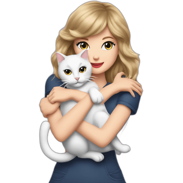 Taylor swift giving a hug to a cat emoji