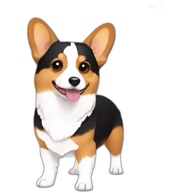 tricolor corgi with white ducks emoji