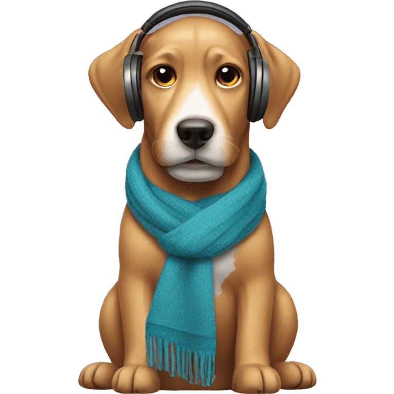 dog wearing scarf and headphones  emoji