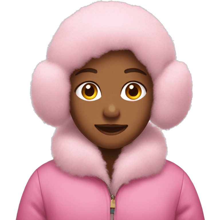 Girl with pink earmuffs and fluffy pink coat on  emoji