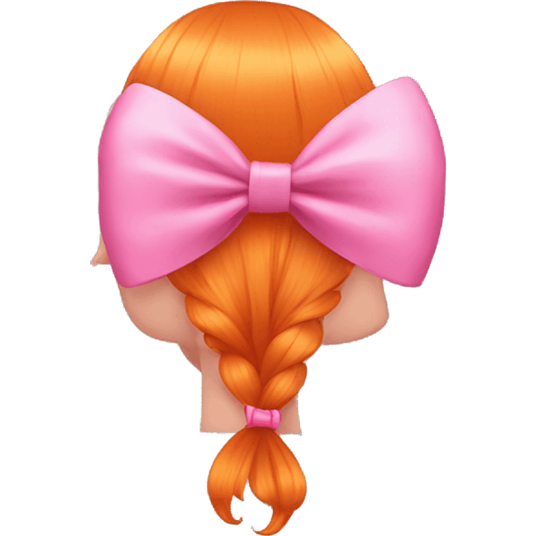 orange hair from behind with a pink bow emoji