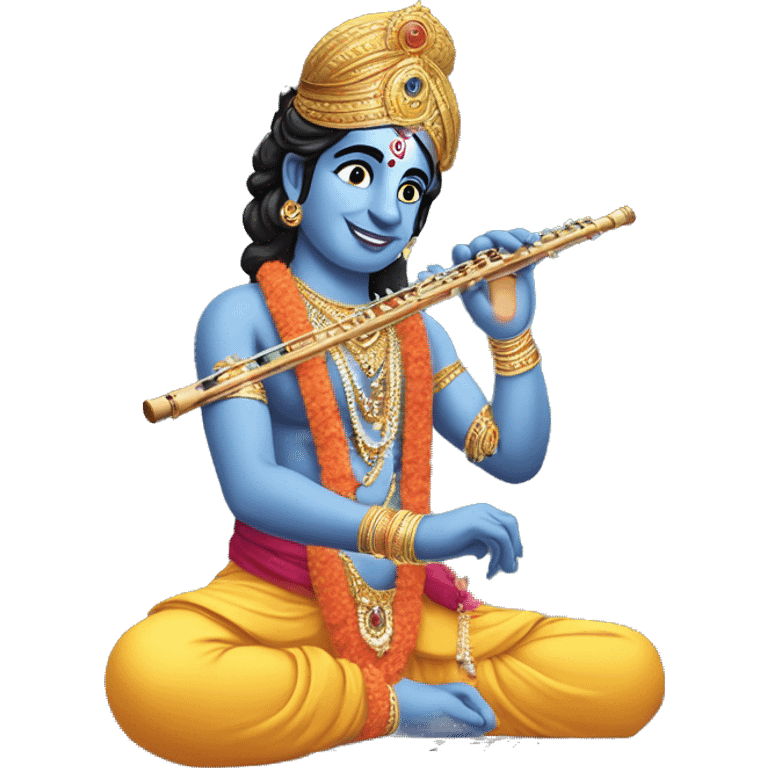 Lord Krishna with laptop and flute emoji