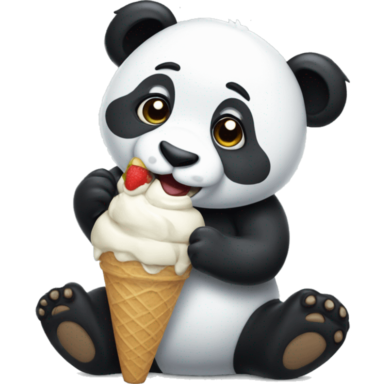 Panda eating ice cream emoji