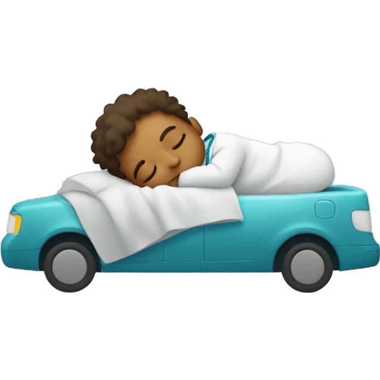 Boy sleeping in the car after hospital shift  emoji